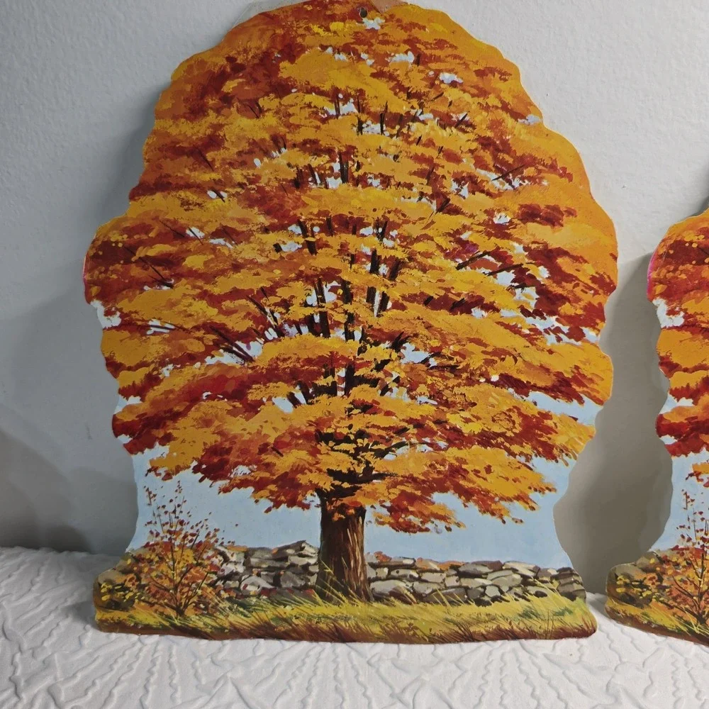 Vintage Eureka Thanksgiving Fall Die Cut Cutout Landscape Wall Decorations Lot 2
